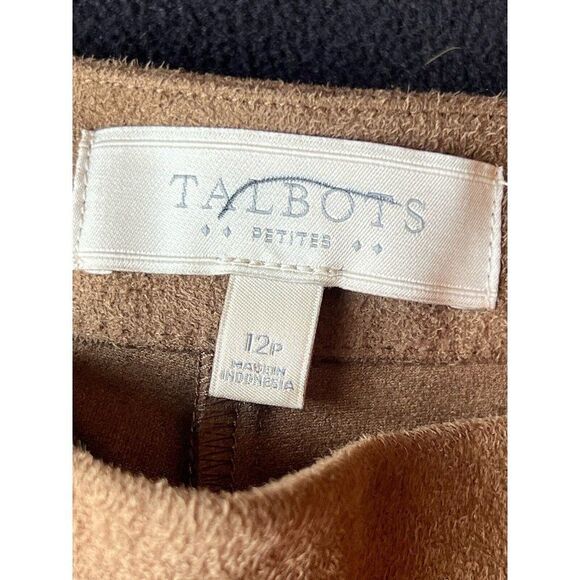 Talbots 12P Brown Faux Suede Stretch Side Zip Pants. M1 - Picture 4 of 6